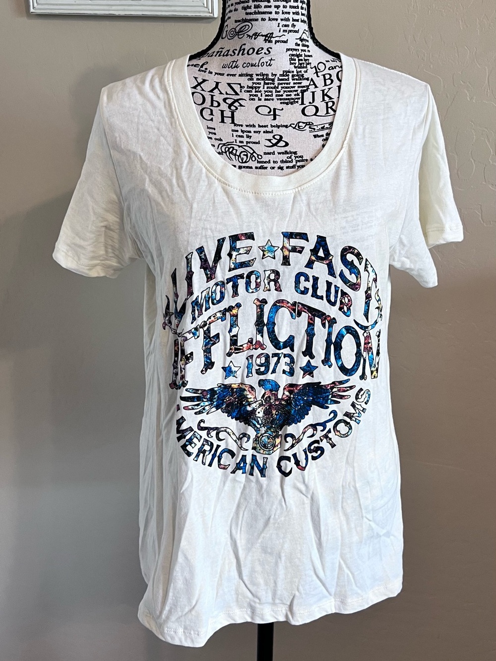Affliction White Live Fast Motor Club Graphic Tee